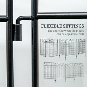 Metal garden fence panels, set of 4, square vine pattern