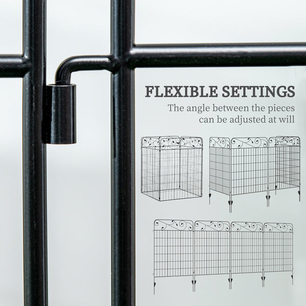 Metal garden fence panels, set of 4, square vine pattern