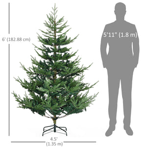 6ft Artificial Christmas Tree with Green Metal Base
