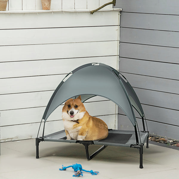 Elevated dog bed for large dog with carry bag, grey