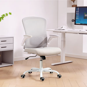 Ergonomic mesh office chair with 4D lumbar support, grey