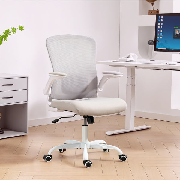 Ergonomic mesh office chair with 4D lumbar support, grey