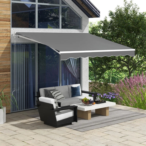 9.8 x 7.9 ft retractable electric awning with remote control, light gray 