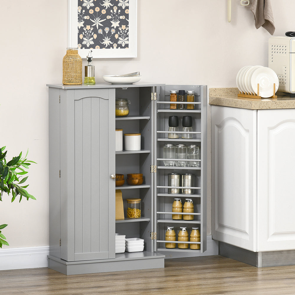 5-Tier Shelving Unit with 12 Spice Racks, Grey 
