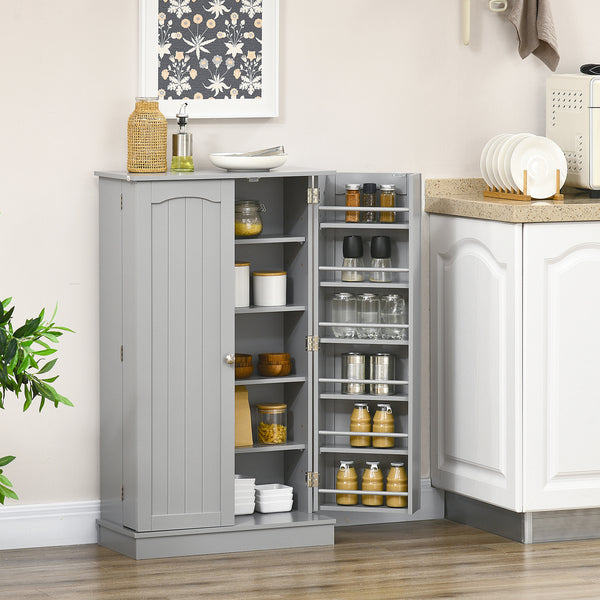 5-Tier Shelving Unit with 12 Spice Racks, Grey 