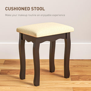 Dressing table with stool, 10 LED lights, 5 drawers and 3 compartments, black