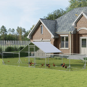Metal chicken coop with waterproof and anti-UV cover