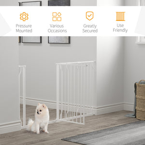 White pet gate with door and double locking system