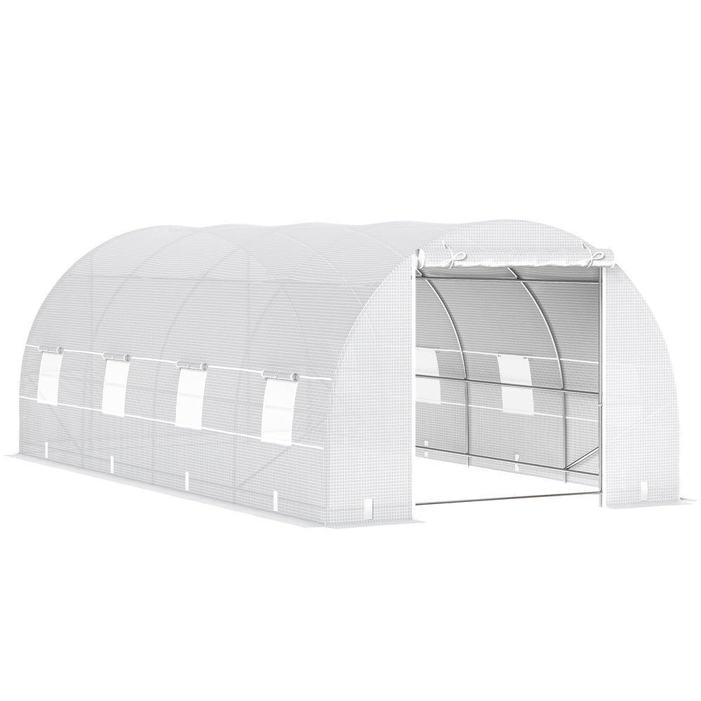 Sturdy tunnel greenhouse with 8 screened windows and stable structure