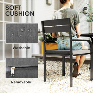 2-piece outdoor dining chairs, aluminum frame, soft cushion, gray