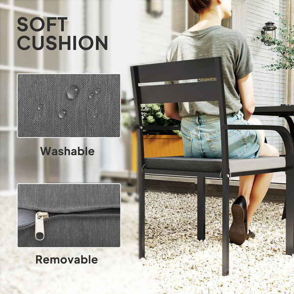 2-piece outdoor dining chairs, aluminum frame, soft cushion, gray