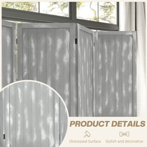 Folding room divider screen, gray