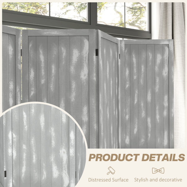 Folding room divider screen, gray