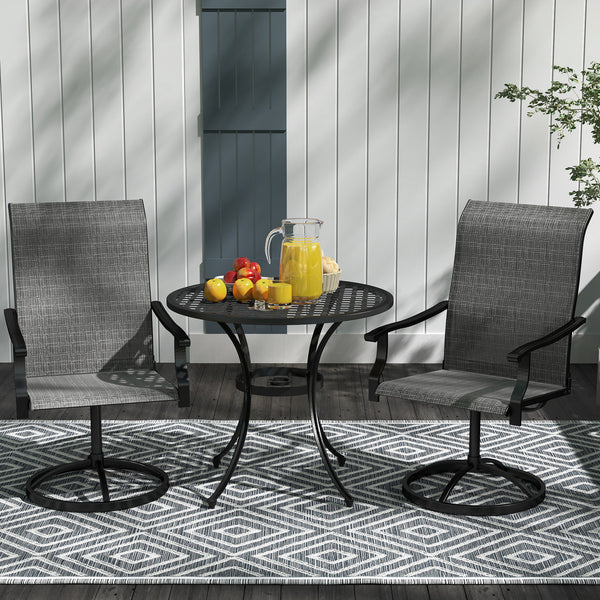 Set of 2 Outdoor Swivel Dining Chairs, High Back, All-Weather Mesh, Gray