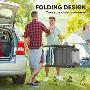 Set of 2 padded folding rocking chairs with armrests, light gray