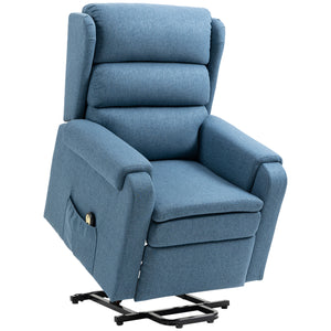 Electric recliner lift chair with footrest, blue