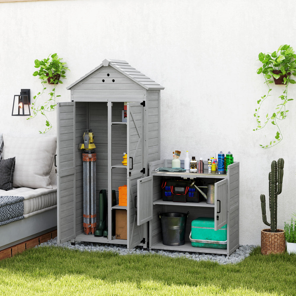 2-in-1 wooden garden shed with shelves