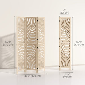 3-panel folding and removable partition wall, natural wood finish