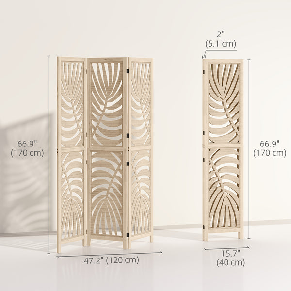 3-panel folding and removable partition wall, natural wood finish