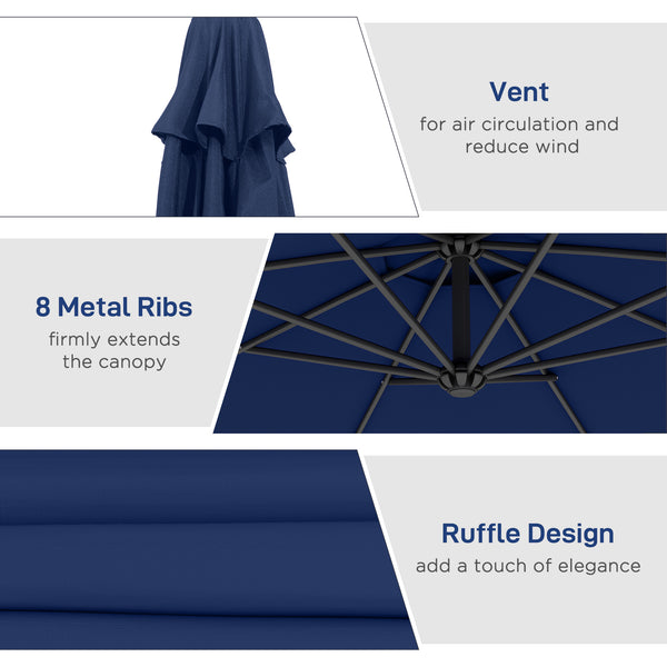 10-foot cantilever parasol, navy blue