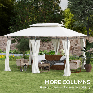 10' x 13' Double Roof Garden Gazebo with Curtains, Cream White