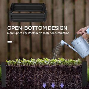Set of 2 raised steel planters, black 