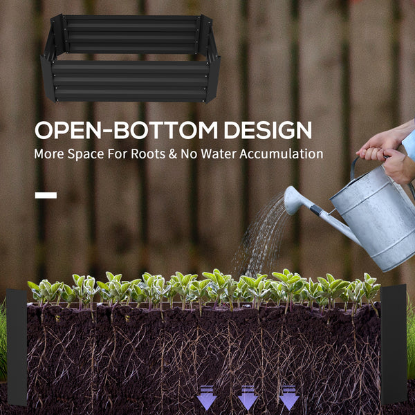 Set of 2 raised steel planters, black 