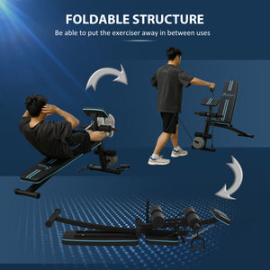 Foldable weight bench with 7-position adjustable backrest – Black and blue