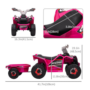 6V ATV with rear trailer, pink