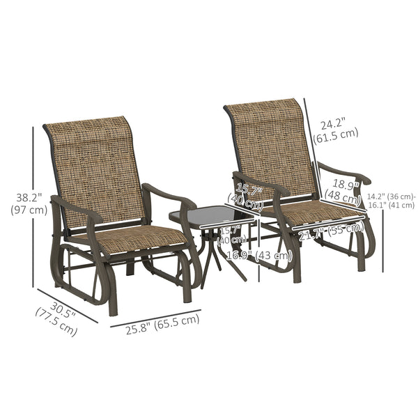 3-piece rocking bistro set, brown