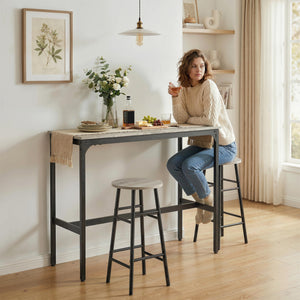 3 Piece Bar Table and Stool Set for 2 People, Pub Table and Chairs