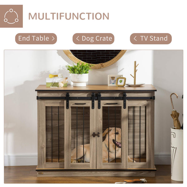 Cage cabinet with divider panel, oak