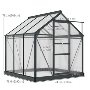 Garden greenhouse with sliding door, grey