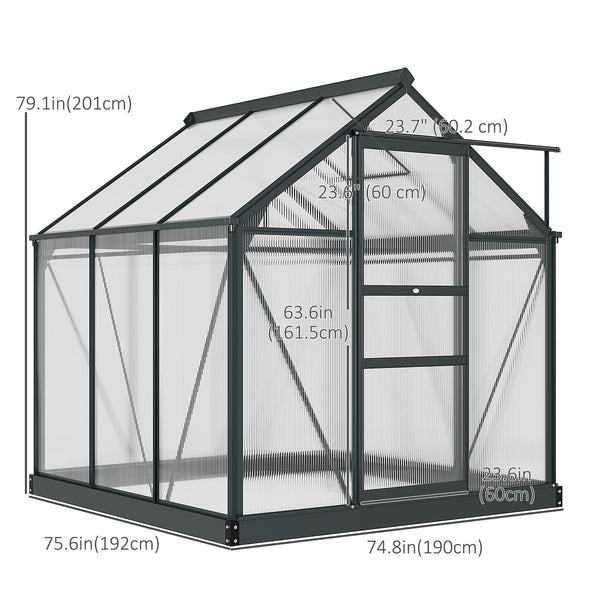 Garden greenhouse with sliding door, grey