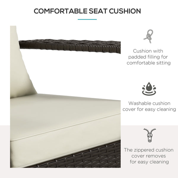 Rattan Adirondack Chair with Cushions for Patio, Khaki