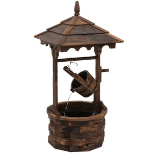 Outdoor cascading fountain with pump, made of natural wood