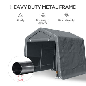 Garden shed with metal frame and double zipper, dark grey
