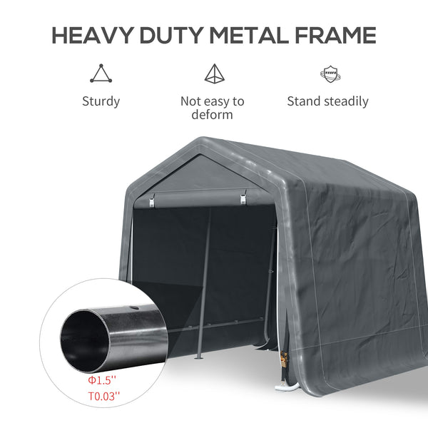 Garden shed with metal frame and double zipper, dark grey