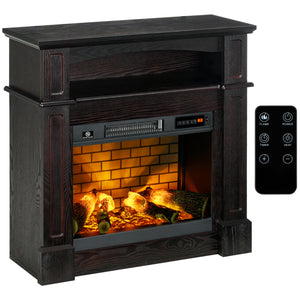 700W/1400W Electric Fireplace with Brown Mantel