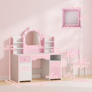Kids hairdresser with lighted mirror and seat, pink