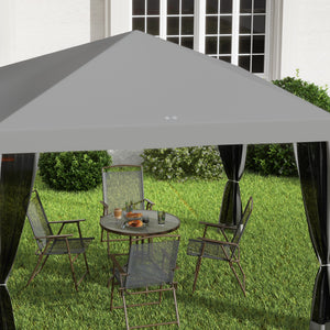 10' x 10' Gazebo with Removable Side Netting and Carry Bag for Outdoor Patio, Light Gray