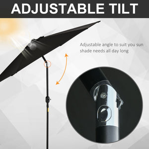 8.5-foot round parasol with crank and tilting canopy, black 