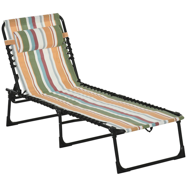 Folding chaise lounge with headrest, multicoloured