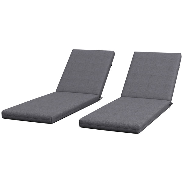 Set of 2 replacement cushions for sun loungers, grey