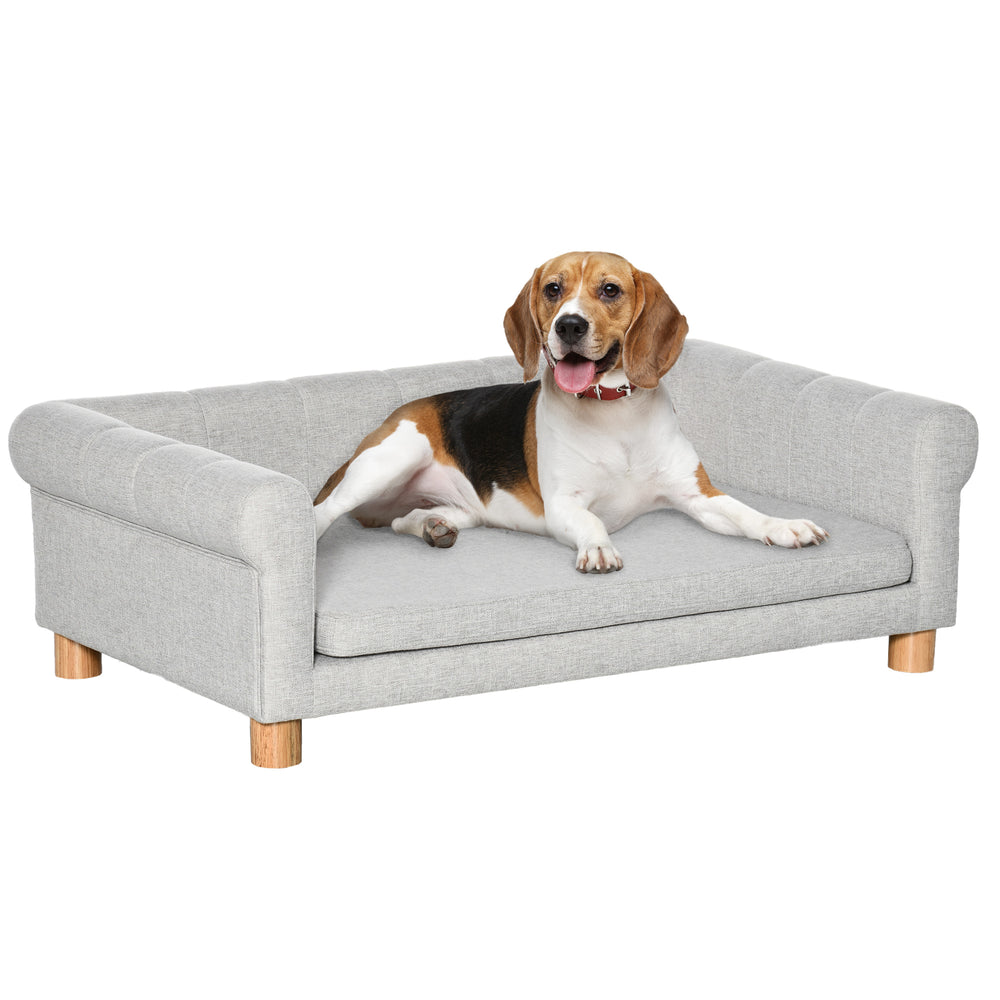 Modern Pet Sofa for Medium and Large Pets with Removable Seat Cushion, Light Grey