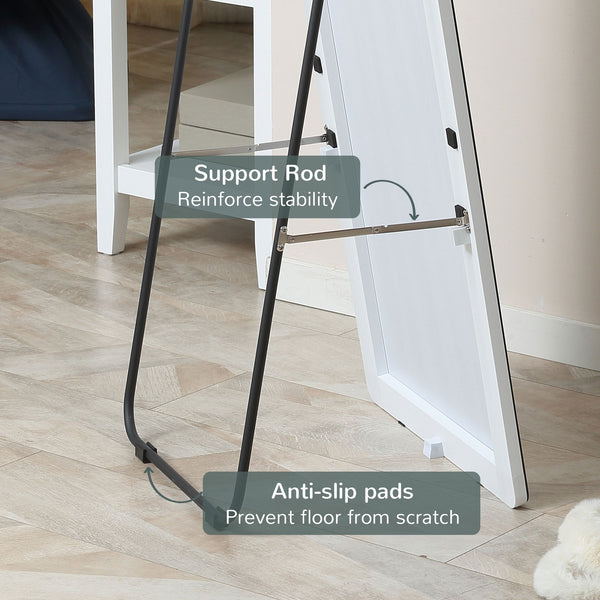 Standing, wall-mounted or table-mounted mirror with support frame, silver