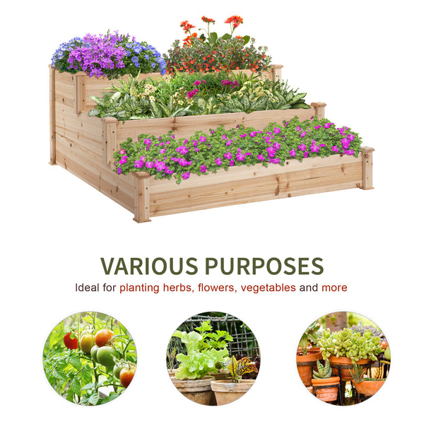 3-Tier Raised Garden Bed Kit, Natural Color