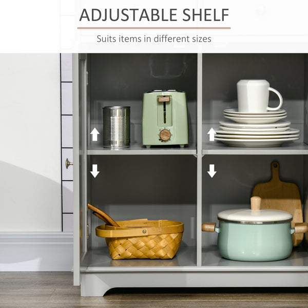 Modern buffet with cupboards, drawers and adjustable shelves for living room, grey