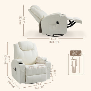 Massage chair with 8 vibration points, cream white