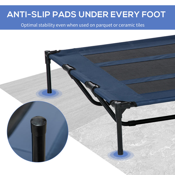 Elevated cot with carry bag, dark blue